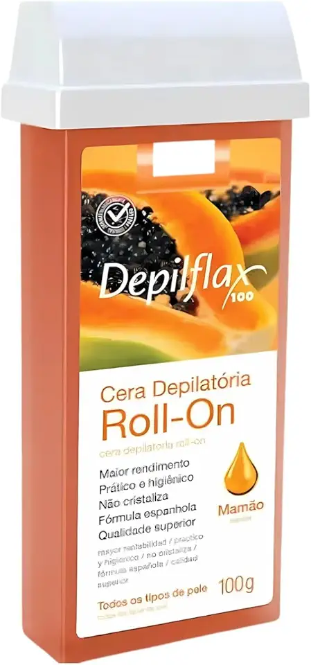 Kit 12 Refil Cera Depilatória Roll-on 100g Depilflax Escolha (8 Unidades, Mamão)