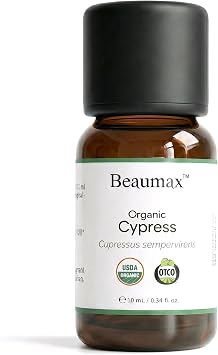 Cypress Organic Essential Oil Cupressus Sempervirens - Beaumax USDA Certified 100% Pure Therapeutic Grade Undiluted Aroma Oil 10ml 0.34 fl oz