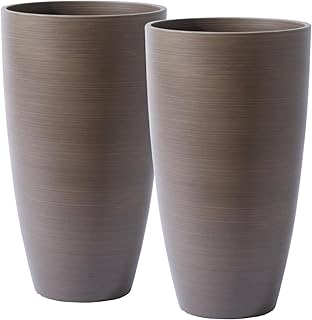 Heavy-Duty Plastic Plant Pots For Outdoor, Wooden Grain Finish Large Indoor Planter For Succulent,Roses,African,Violets,Pothos,Snake Plants,Flowers and Cactus Garden Decorations Planters Gift Choose