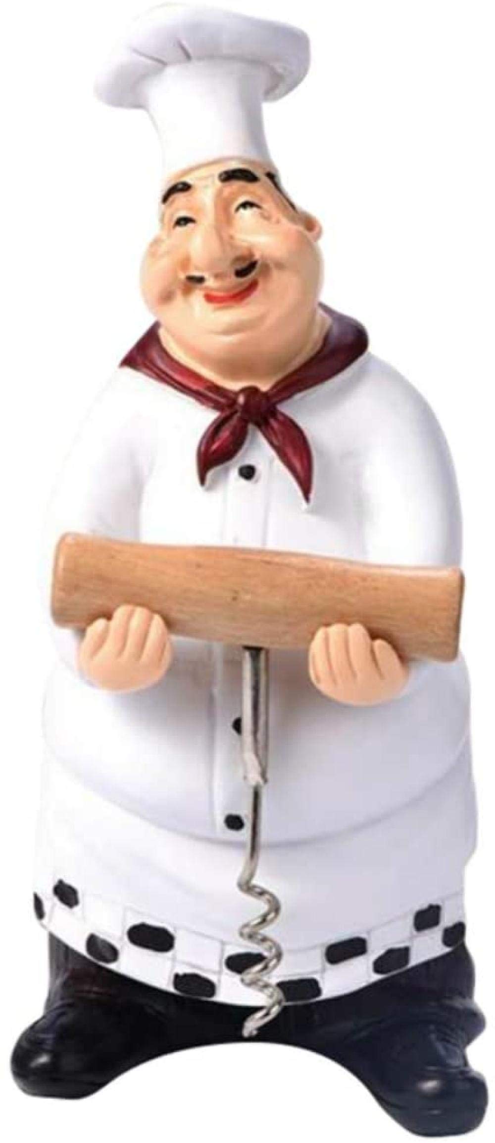 Skulptur Statue,Handgemachte Tisch Wohnzimmer Küche Home Office Dekoration Jubiläumsgeschenk Figur Ornament Zubehör Resin Craft Mini Chef Weißer Zylinder Koch Home Küche Restaurant Bar Kaffee 23Cm