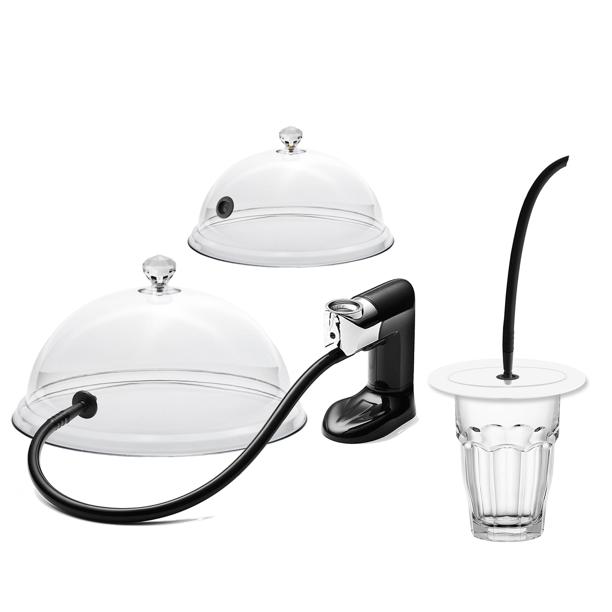 Lot de 2 dômes pour pistolet fumoir +1 disque pour fumer des cocktails Mesures 25 et 20 cm utiliser avec fumoir à froid pistolet fumoir cloche pour fumer (set dômes fumoir et disque)