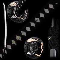 Vista 6 de siwode Katana hecha a mano de espiga completa, afilada, aleación Tsuba japonesa samurái, acero de alto carbono 1060, T10 1095, 40 pulgadas