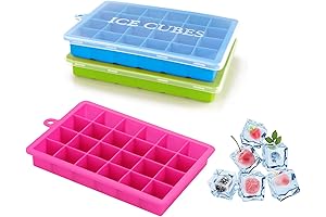 3-Pack Silicone Mini Ice Cube Trays for Small Fridge - 24 Cube Capacity