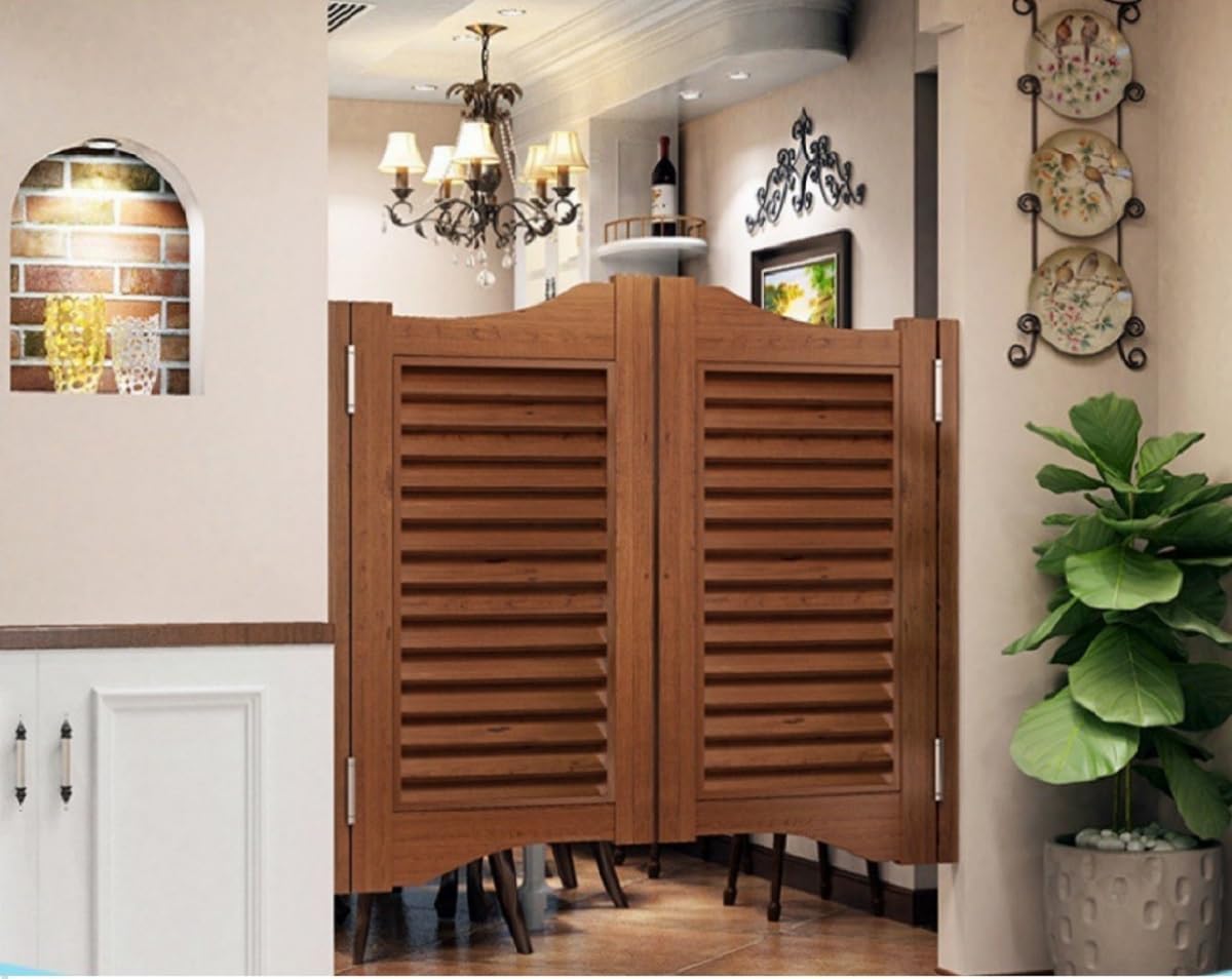 Solid Wood Swinging Cafe Doors - Auto Close Saloon Style Barn Door for Bar & Porch, Interior Double Door, W95xH80cm (37.40x31.49in) - Stylish & Durable