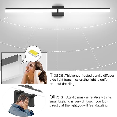 Miniatura 6 de Tipace Luces LED de tocador de 47.2 pulgadas, accesorios de iluminación de baño sobre espejo 5500K