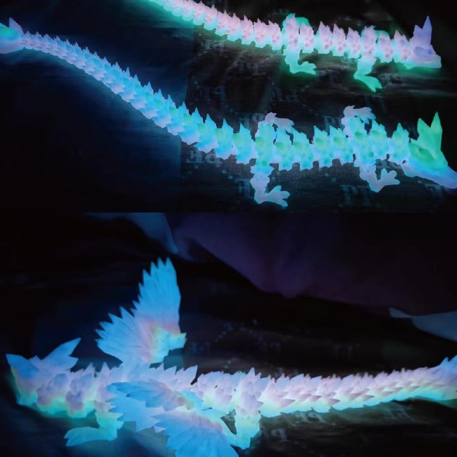 3D Printed Glowing Dragon with Movable Wings That Glow in The Dark, a fingertip Toy for Adults with Autism and hyperactivity Disorder