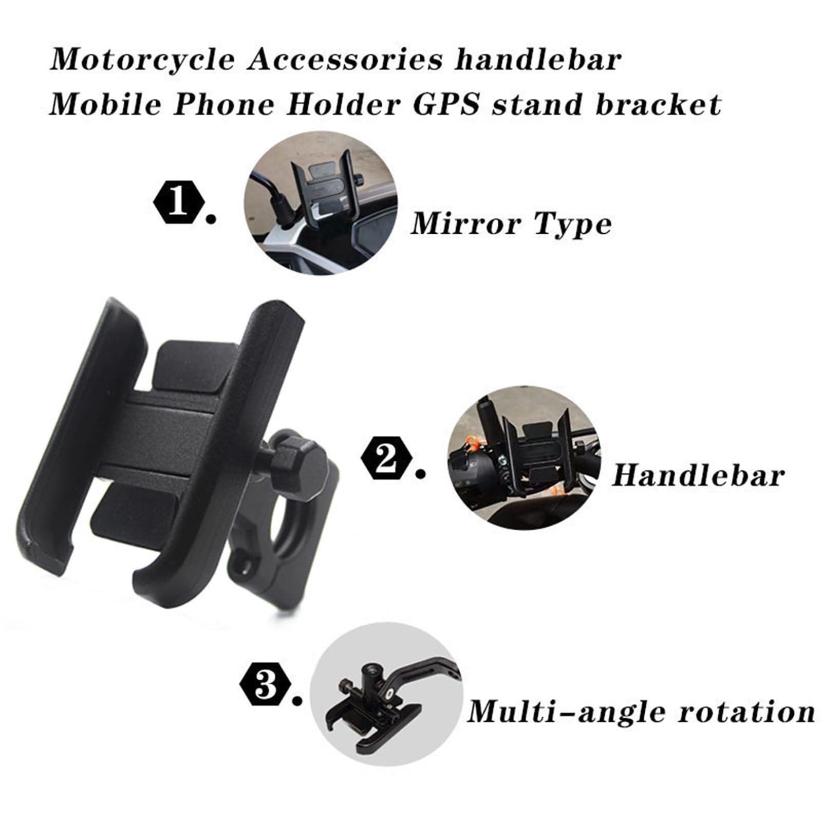 Support De Téléphone Portable/GPS en Aluminium Usiné CNC pour Guidon Moto pour Z250, Z300, Z400, Z500, Z650, Z750, Z800, Z900/RS, Z1000, ER-6N Et Z H2