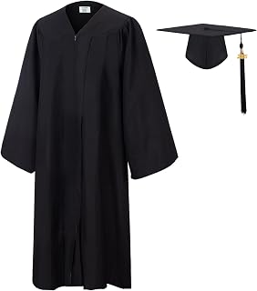 Unisex Adult Matte Graduation Gown Cap Tassel Set 2025 for High School and Bachelor 10 Colors
