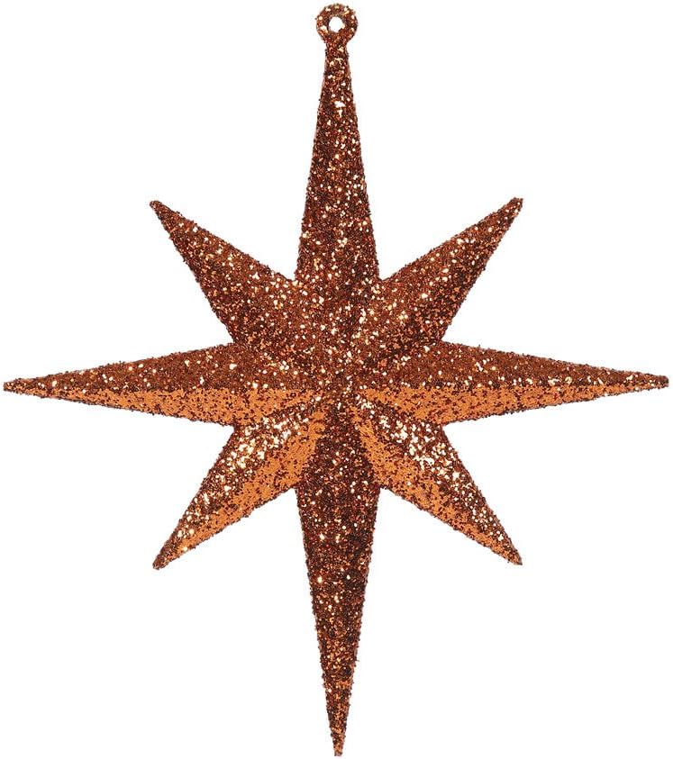 Vickerman 417713 - 8" Burnish Orange Glitter Bethlehem Star Christmas Tree Ornament (4 pack) (M167218)