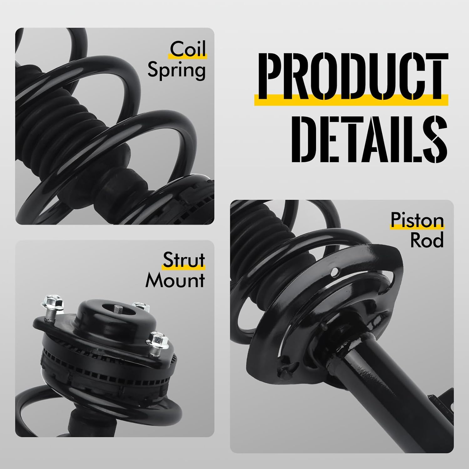 KUSATEC Front Pair Complete Struts Shock Absorber fit for 2009-2019 Dodge Journey, 172510 172509 Struts with Coil Spring Assemblies