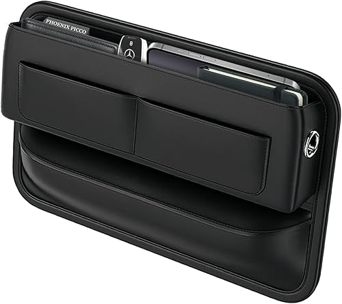 Organizador universal de cuero para asiento de automóvil, caja de almacenamiento de bolsillo lateral para SUV y camión, accesorios esenciales para