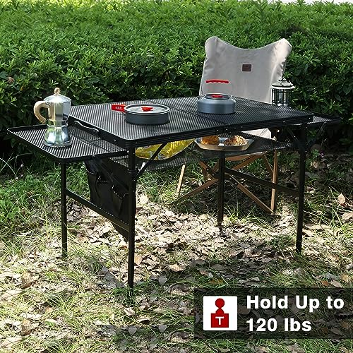 Image of JOUYEK Folding Grill Table,3x2 FT Portable Camping Table with 2 Wing Panels