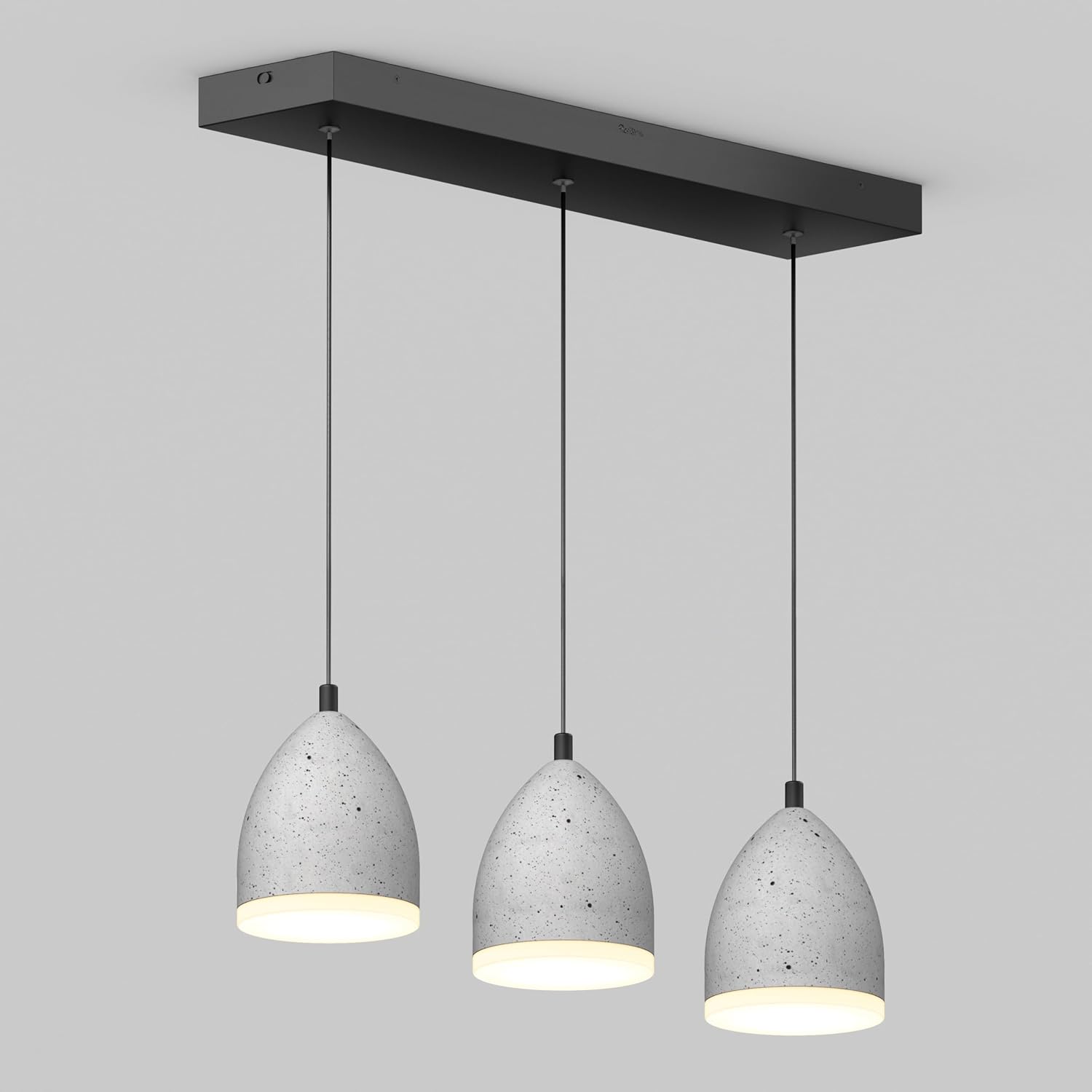 Artika Bergen 3-Light LED Pendant Light – Textured Concrete Finish, 1,750 lm, Selectable 5 White-Tone CCT, Dimmable with LED Dimmer, Industrial Modern, 50 000-Hour Life