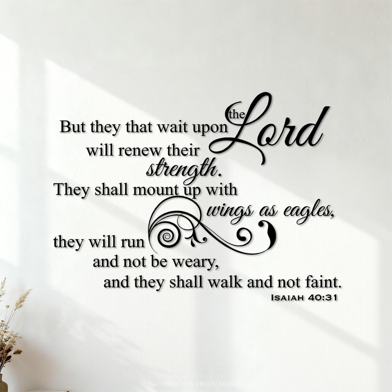 Ergou -R7323 Vinyl Wall Stickers But They That Wait Upon The Lord Shall Renew Their Strength They Shall Mount Up With Wings As Eagles They Shall Not Be Weary. Isaiah 40:31 42X57.9cm Multi Color Selection Black