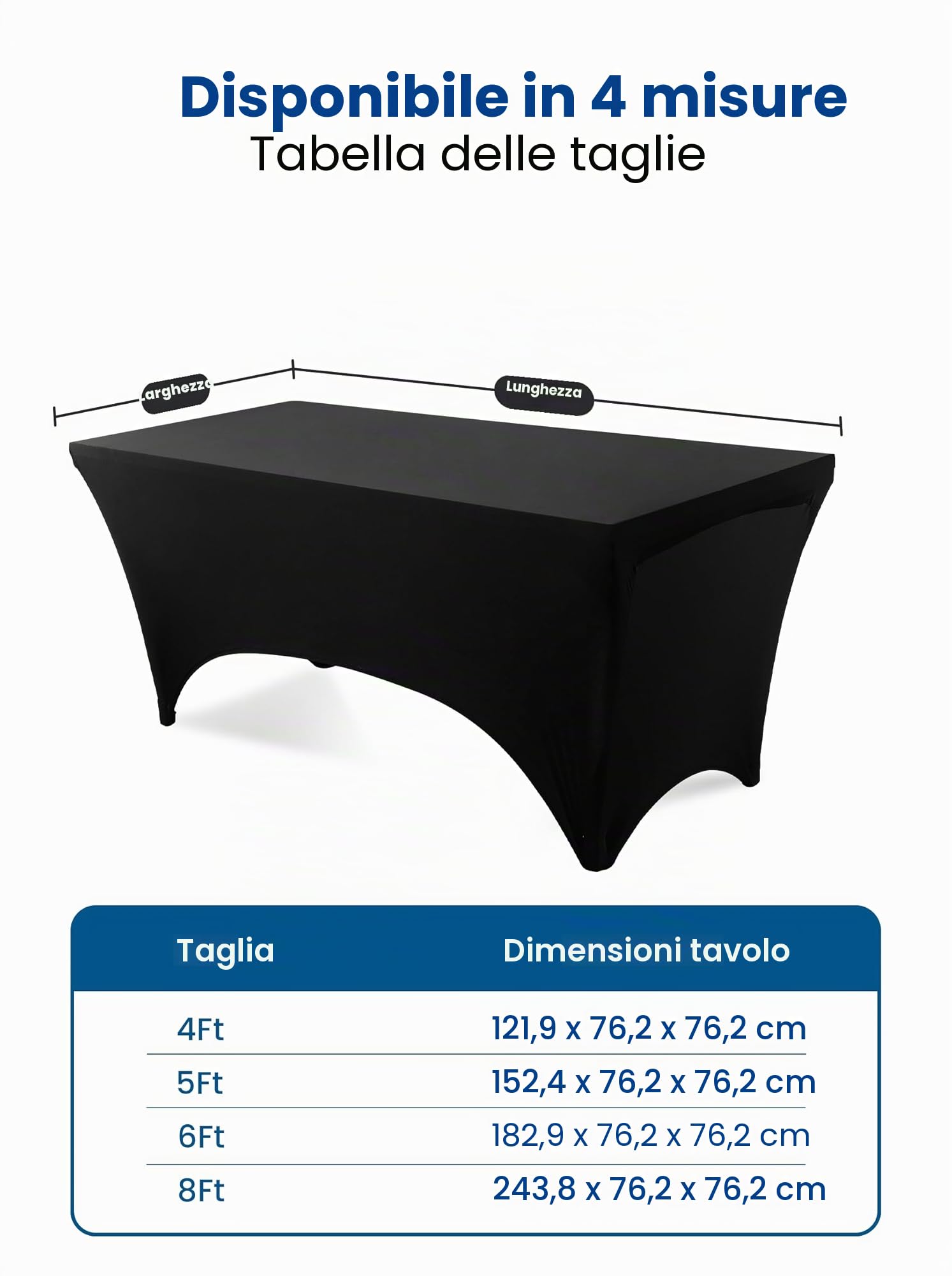 Utopia Kitchen Tovaglia Estensibile [6 Piedi, 183 cm] Copritavolo in Poliestere e Spandex - Lavabile in Lavatrice e Resistente alle Pieghe per Eventi e Feste (Confezione da 2, Nero)