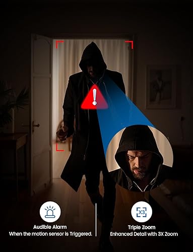 Miniatura 5 de 2K Home - Cámara de seguridad para mascotas para interiores de 2.4 GHz con visión nocturna, audio de 2 vías para perrogato, con cable, detección de