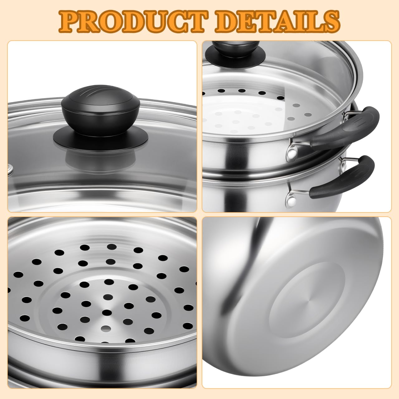PRETYZOOM Pentola Vaporiera in Acciaio Inossidabile 7" X 7" Per Uso Domestico Cottura a Vapore Di Verdure Pesce E Zuppe Compatibile Con Fornelli a Gas Ed Elettrici Facile Da Pulire E Durevole