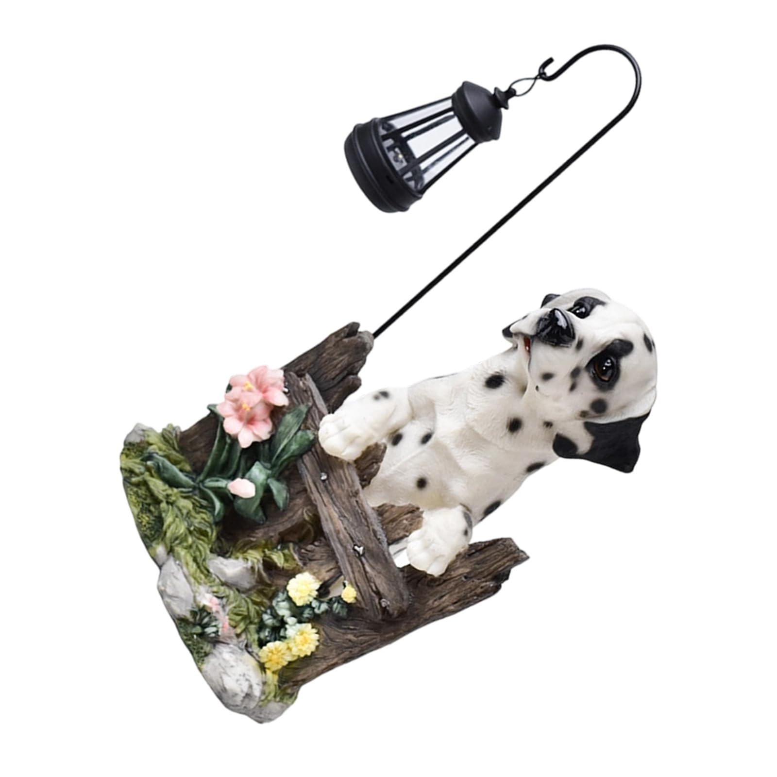 NVOQILIN Solar Canine Lamp Ornament Resin Figurine for Garden Fence Decor with Intelligent Light Sensing Function Yard Art Solar