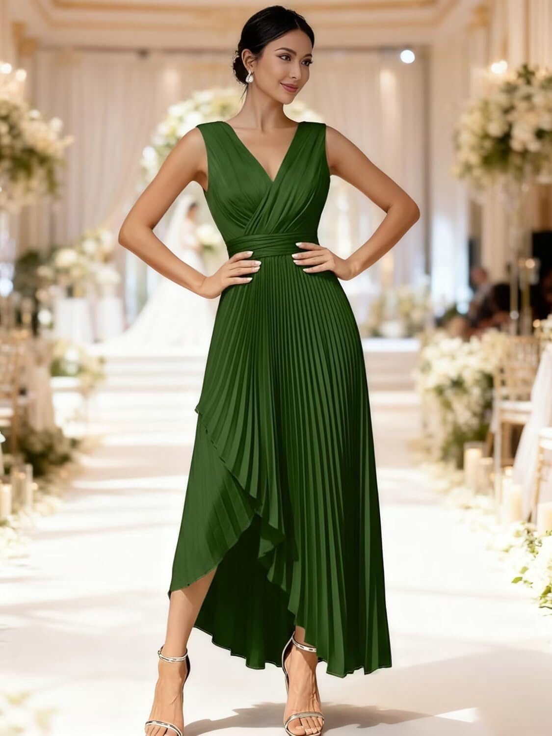 Satin Bridesmaid Dresses for Women 2026 Midi Semi Formal Wedding Guest Dress Evening Party Gown