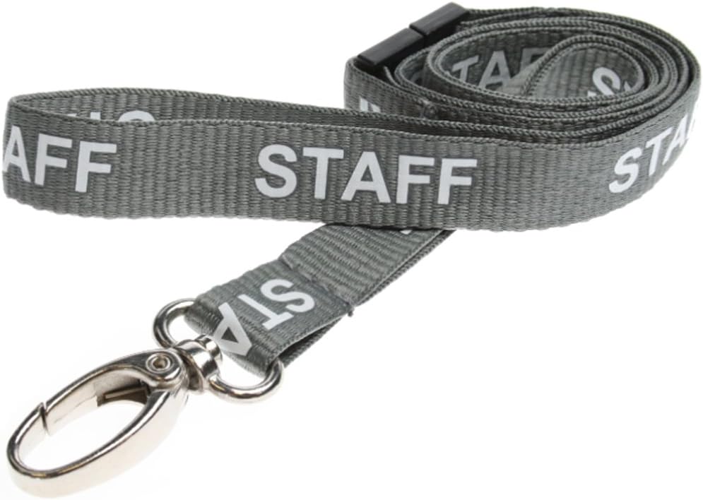 Staff Lanyard Neck Strap Blue 15mm wide with Metal Clip and Safety