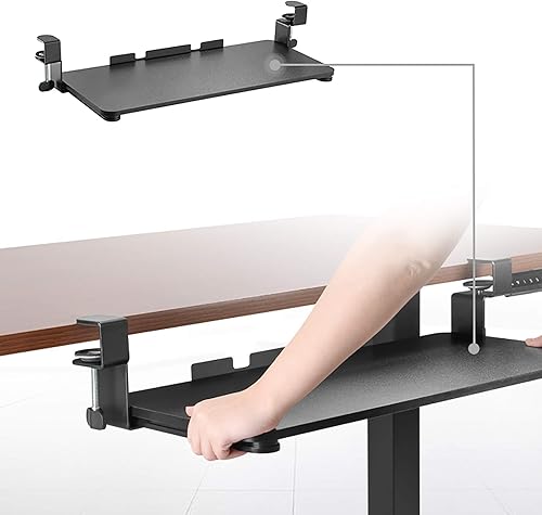 Miniatura 2 de Bandeja de teclado con abrazadera para teclado debajo del escritorio, extensor de mesa y escritorio extraíble debajo del escritorio, mientras