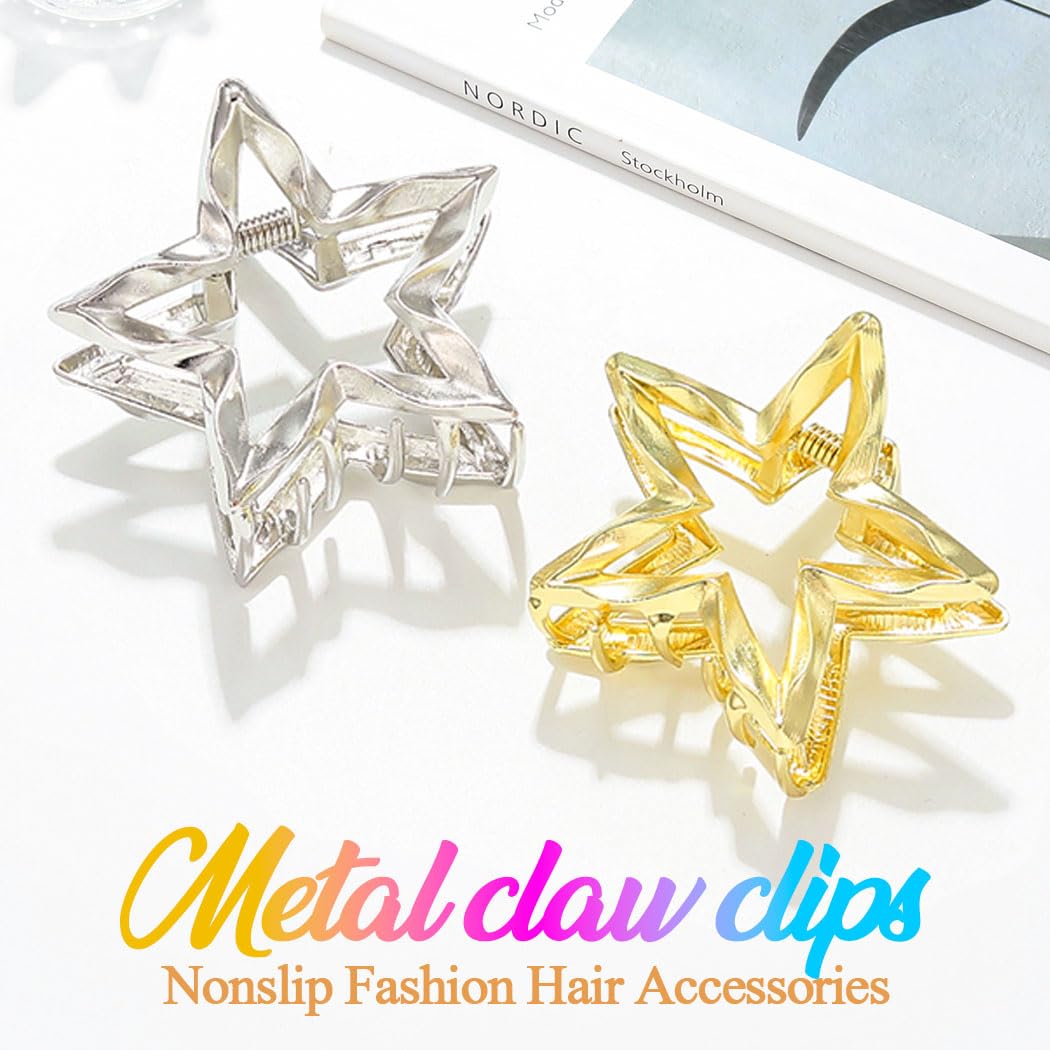 Star Hair Clips Gold Medium Metal Claw Clips Fancy Hair Accessories for Women - Image 2