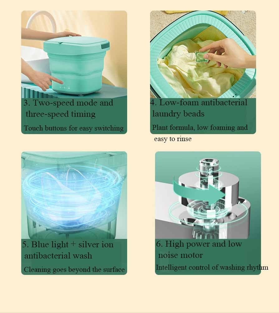 Lavadora plegable, ligera y portátil, no requiere instalación, fácil de operar, adecuada para hogares, dormitorios, etc.