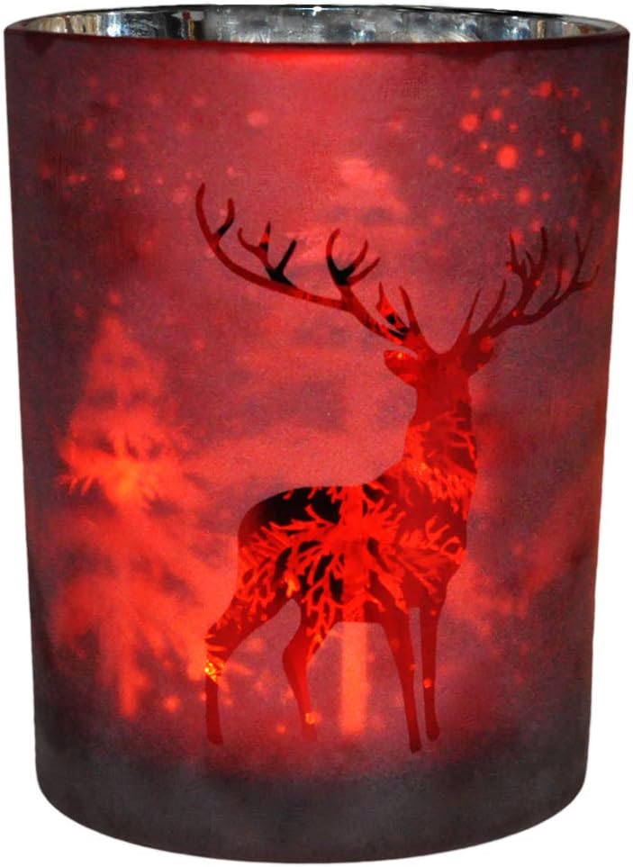 lEPECQ Christmas Votive Candle Holders, Red Round Glass Vase,Red Flower Pot 4.92" Tall Large Glass Votive Candle Holder, Tealight Holders for Home, Bedroom, Living Room and Table Decor