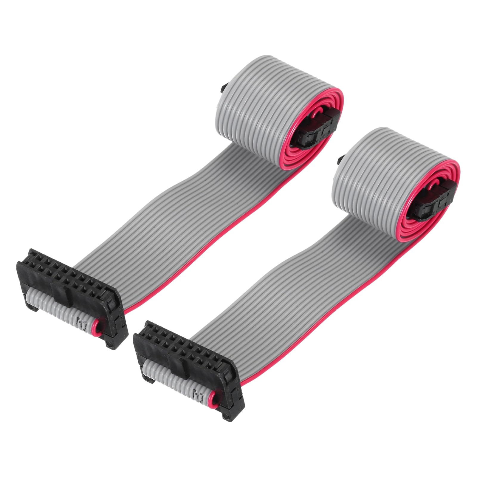 QUARKZMAN Cavo a Nastro Piatto Idc a 16 Pin, Passo 2.0mm, connettore Fc a Fc, Lunghezza 30cm, Filo Jumper Grigio per Computer, display Led, Dvd, 2 Pezzi