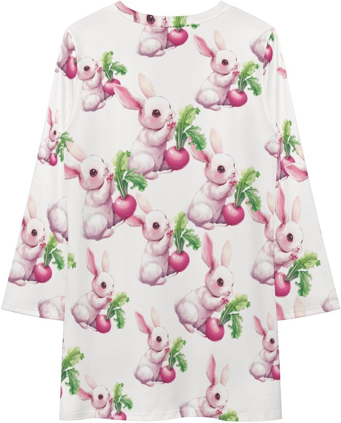 Cute Rabbit Women's Fleece Sleeve Sweatshirt Dress Long Pullover Casual Dresses