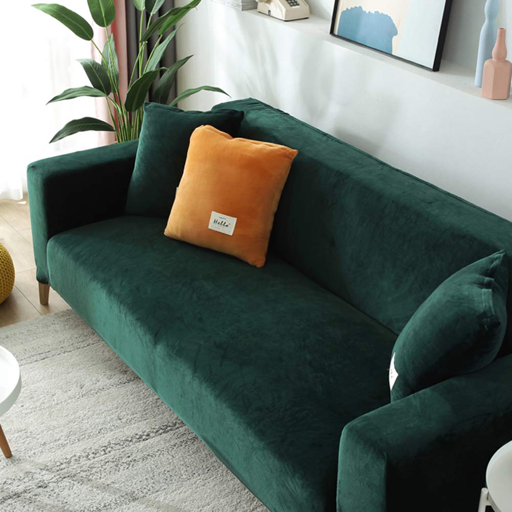Felpa Cubiertas De Sofá para 1 2 3 4 Cubierta De Sofá,Polvo-Prueba Terciopelo Elástico Soft Couch Cover,Ajuste Fácil Lavable,Cubierta De La Silla Recliner Mueble Protector De Sofá-