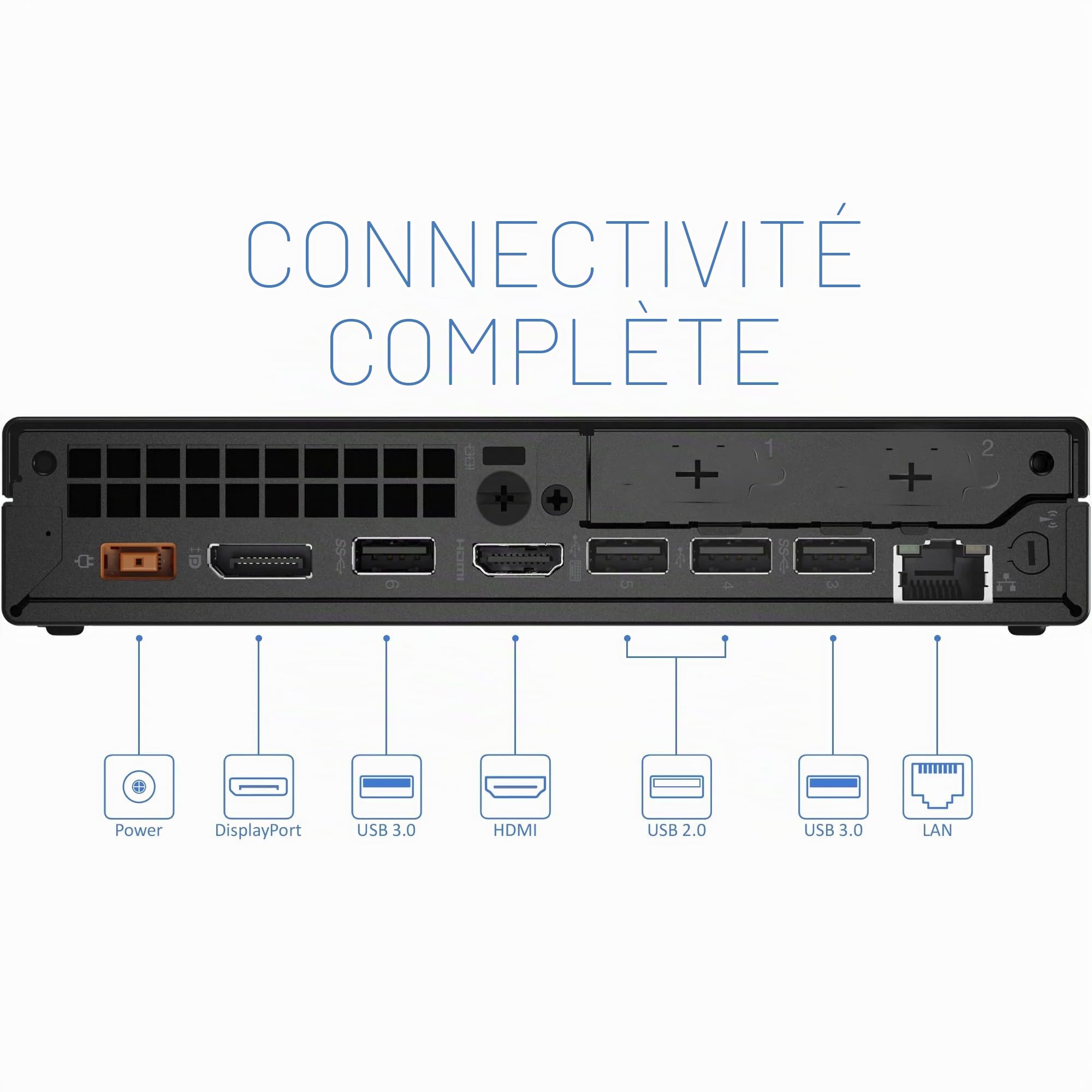 Lenovo ThinkCentre M720q Mini ordinateur de bureau, Intel Core i5-9500T, 16 Go de RAM, SSD 256 Go, WiFi, Bluetooth, sans clavier ni souris, Windows 11 Pro (reconditionné)