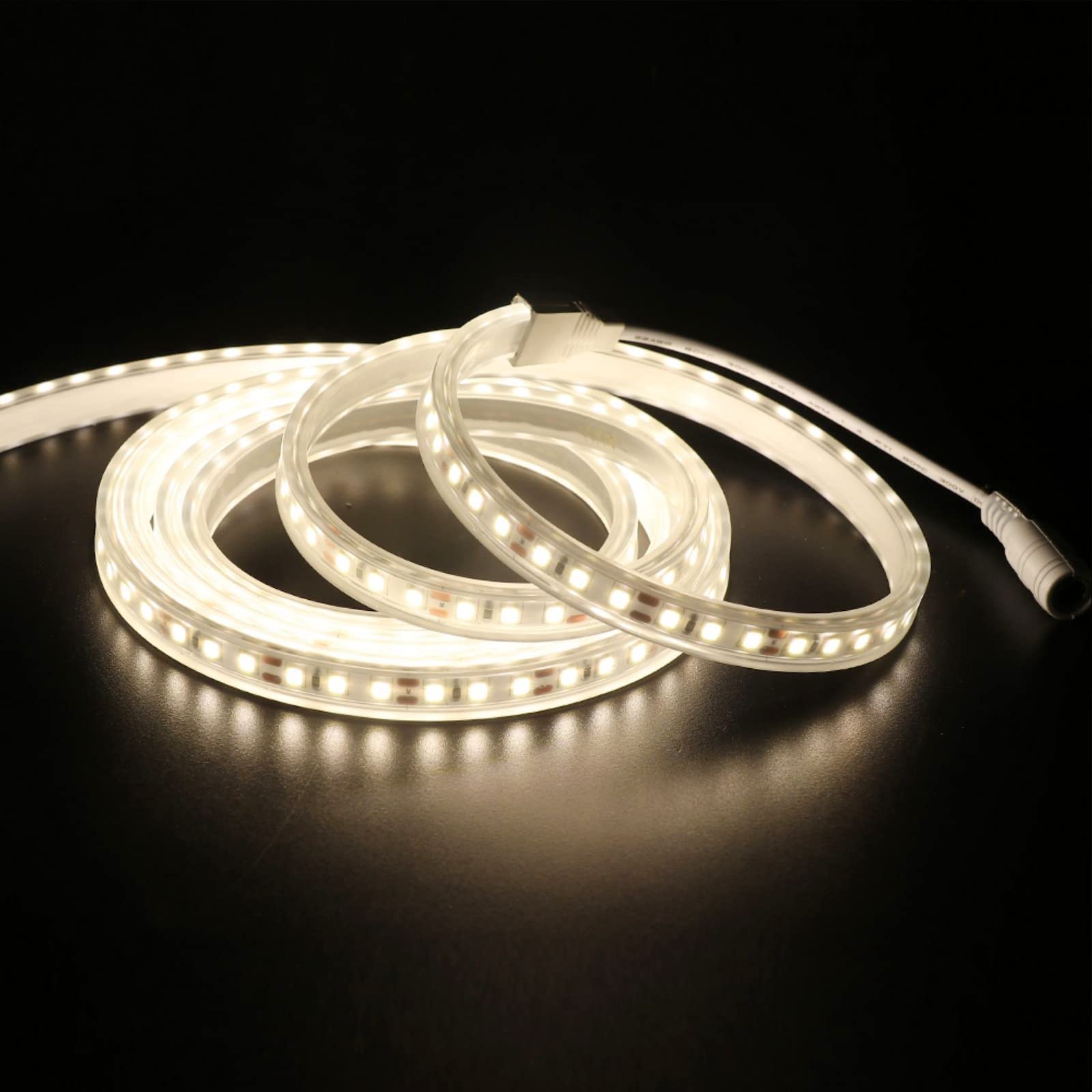 XUNATA LED Strip Light, 4500K Natural White LED Rope Lights Outdoor Silicone Waterproof SMD 2835 LED Strip,DC24V 1.64ft Super Bright LED Light Strip for Lighting(Include Power Adapter&Dimmer)