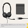 Jabra Evolve2 30 SE – Wired stereo headset is – MS Teams certified, including noise reduction and 2 microphone technologies – USB-A cable, – black also compatible with other platforms