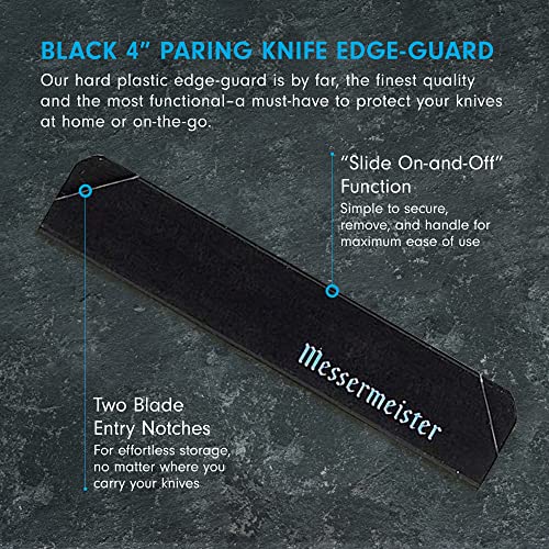 Messermeister 4” Parer Edge-Guard, Black - Fashionable & Functional Knife Protector For Paring & Garnishing Blades - 2 Blade Entry Notches - 4.5” X 0.9375” #TOP1