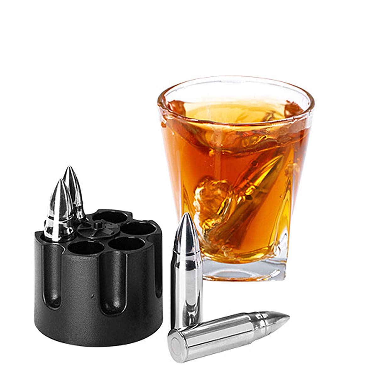 Whiskey Stones Reusable Ice Cube Stainless Steel Whisky Gift Set for Men, Dad, Husband, Boyfriend 2.24inch (6 PCS)