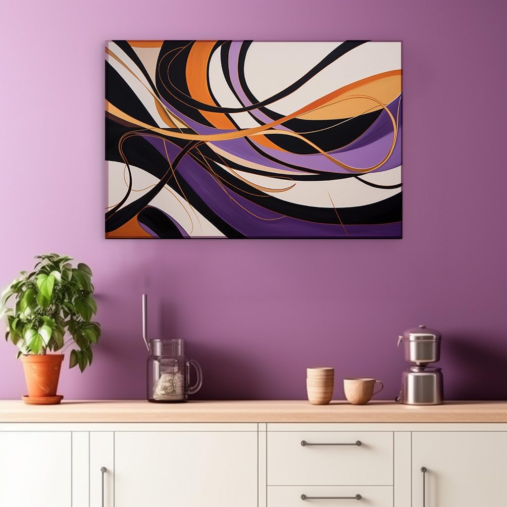 Canvas for Living room. Unleashing Vibrancy Through Curves and Lines Dynamic Abstract Exploration, 27 x 18 inch Canvas Wall Art - Ready to Hang - 69x46 cm (27x18 inch)