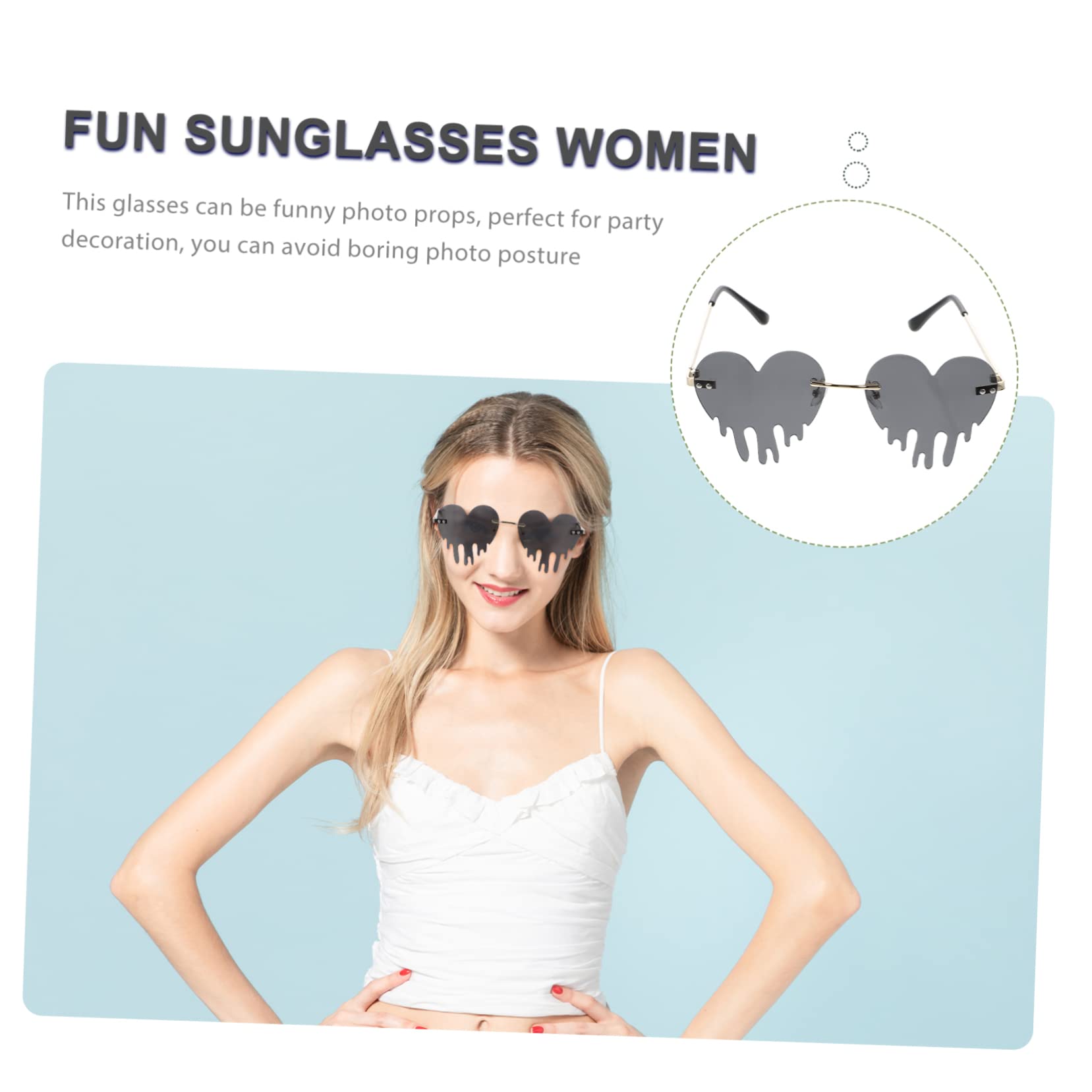 SHERCHPRY 5pezzi Occhiali Da Sole Forma Di Cuore Per Feste Accessori Colorati Dripping Per Donne Occhiali Cool Per Festival e Occasioni Speciali