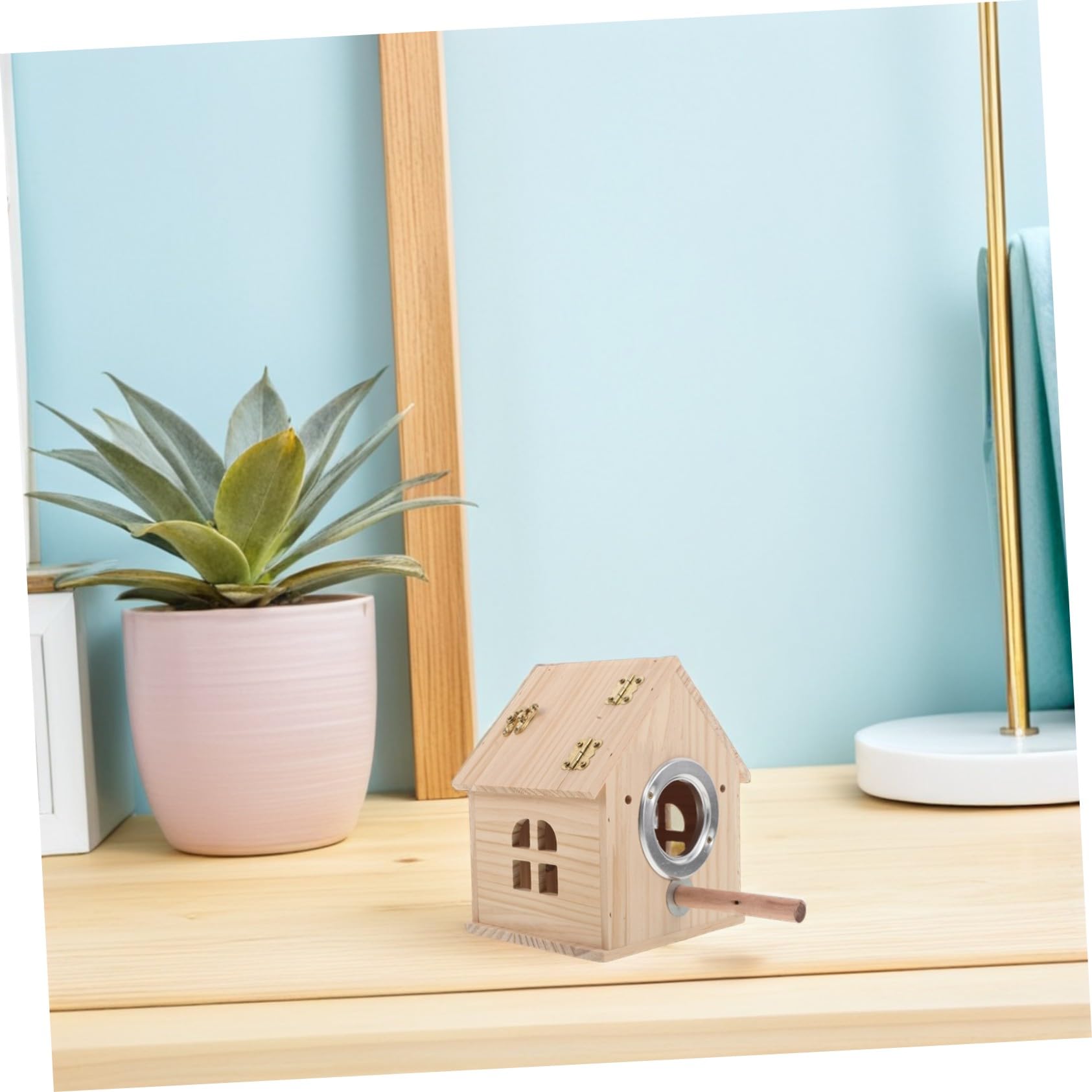 WOONEKY Bird Nest Box For Small Parakeets and Lovebirds Wooden Breeding House with Removable Top and Easy Access Door Nesting Cage For Budgie Finch Sparrow