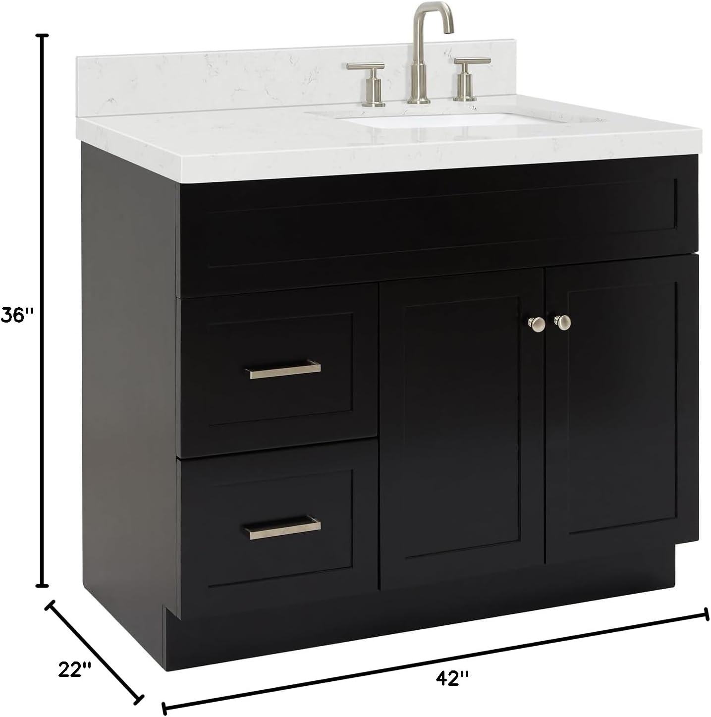 Dimensions of ARIEL Hamlet 42 Inch Single Sink Bathroom Vanity