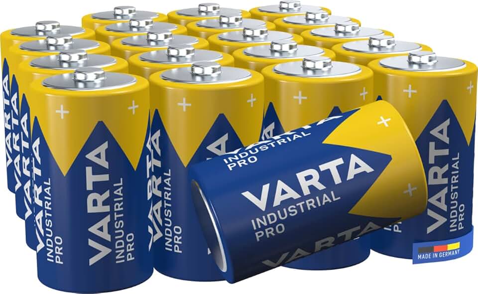 VARTA Piles D Mono, lot de 20, Industrial Pro, Batterie Alcaline, 1,5V, pack de stockage, Made in Germany