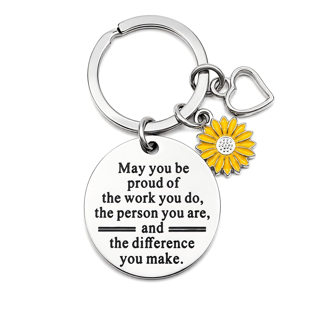 Coideal Unisex Silver Inspirational Keyring Gift For Women Coworker, Encouragement Key Chains For Colleague, 'May You Be Proud Of The Work You Do, The Person You Are, And The Difference You Make'
