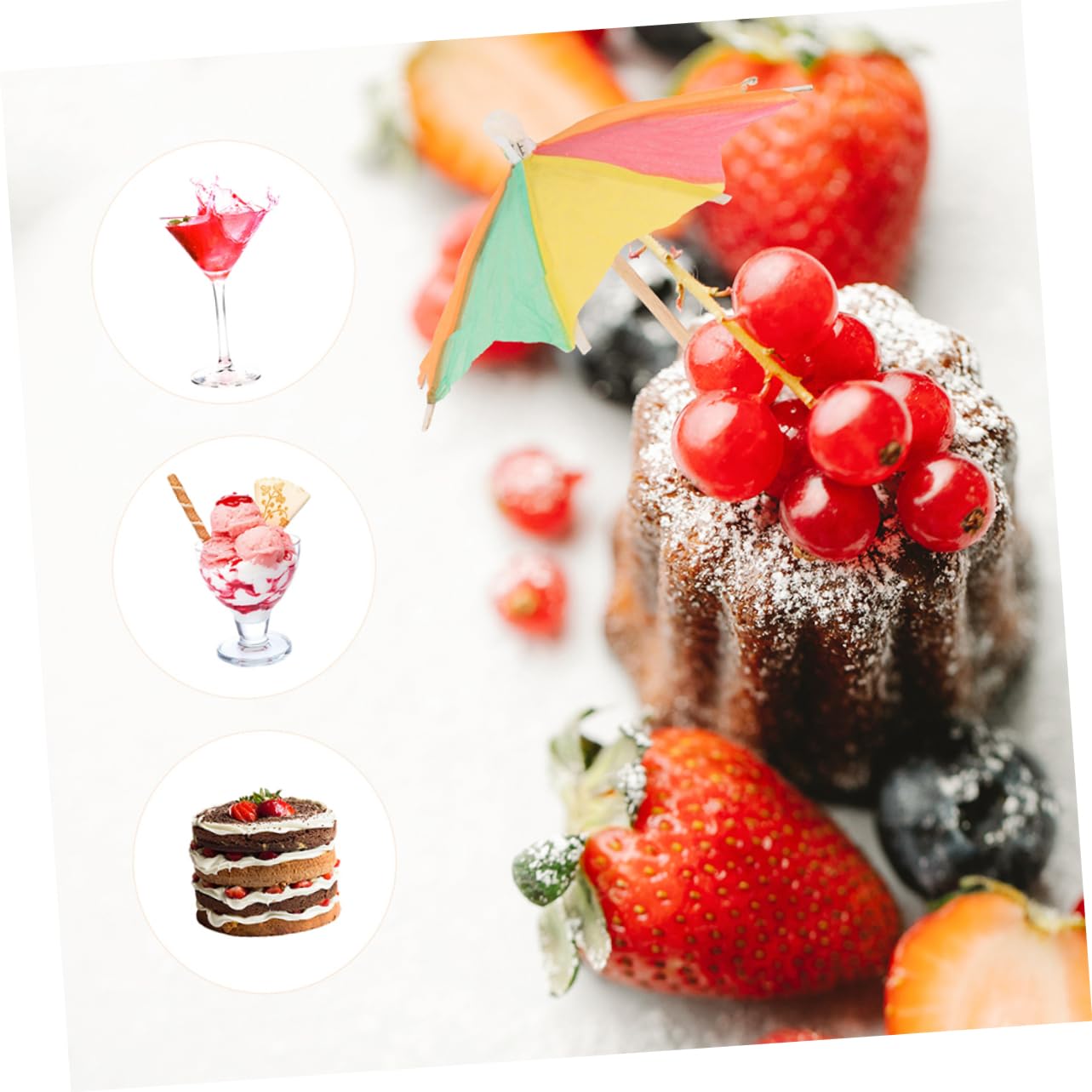 Cabilock 5 Ensembles Décorations Parasol pour Cocktails Cupcakes Accessoires Hawaïens pour Événements pour Gâteaux Fruits Boissons 100 Pièces * 5