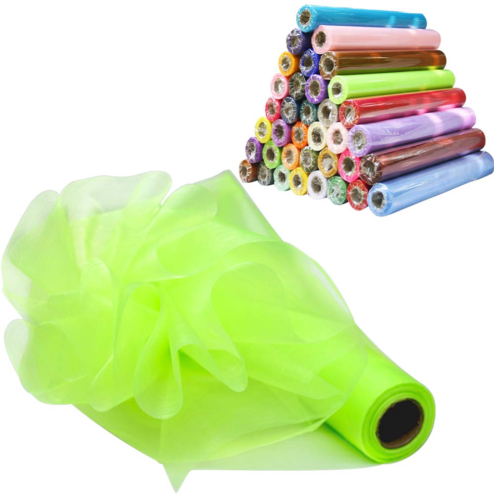 Time to Sparkle 70cm X 10M Organza Roll Sash Fabric Table Runner Sashes Chair Cover Bows Swags for Wedding Party - Spring Green โ image 1