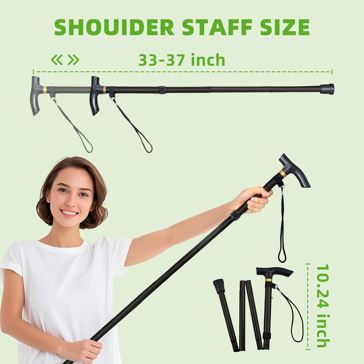Shoulder Pulley for Physical Therapy, Foldable Shoulder Wand Rotator Cuff Rehab – Portable & Shoulder Reliever with Hook, Lightweight Stretching Tool – Durable Shoulder Exercise Equipment (Black)