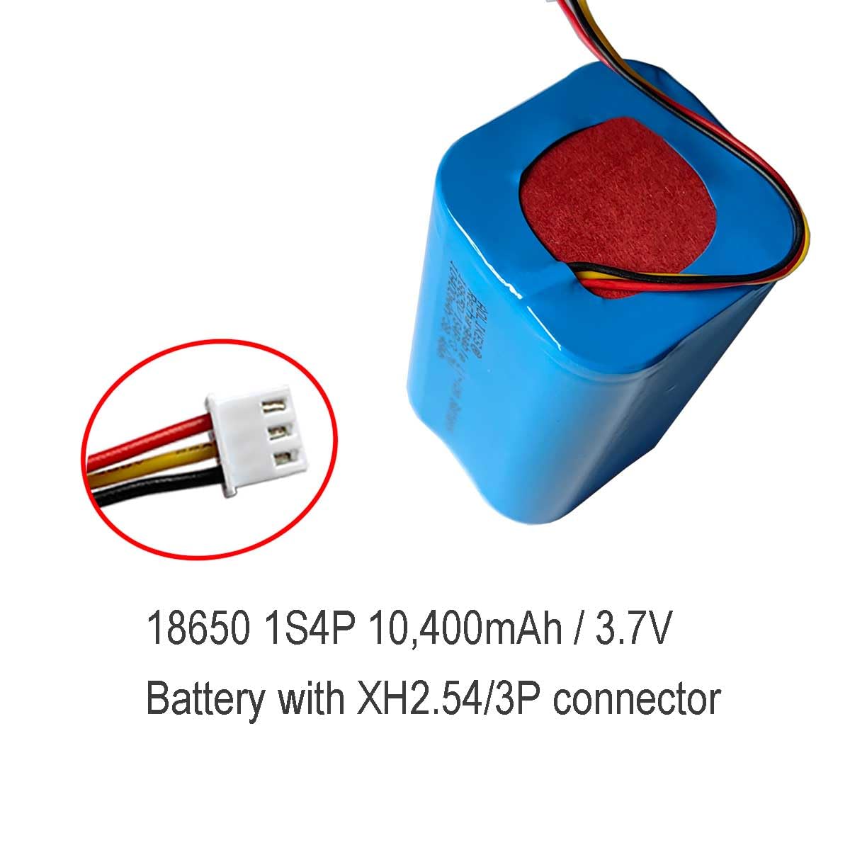 AOLIKES Batterie lithium-ion rechargeable 18650 1s3p 10400 mAh 3,7 V avec connecteur XH2,54/3P / cellules 5C / carrée / prend en charge la charge rapide