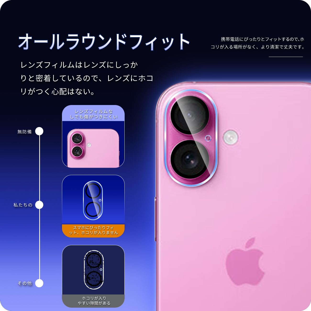 Amazon.co.jp: 対応 iPhone 16 / 16 Plus カメラフィルム 【3枚セット