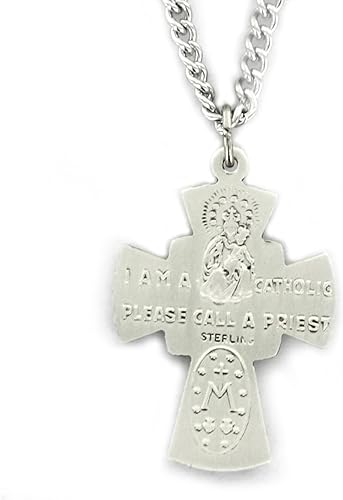 Miniatura 2 de True Faith Jewelry Sterling Silver 5 Way Medal Cross Medal Pendant Necklace Religious Jewelry