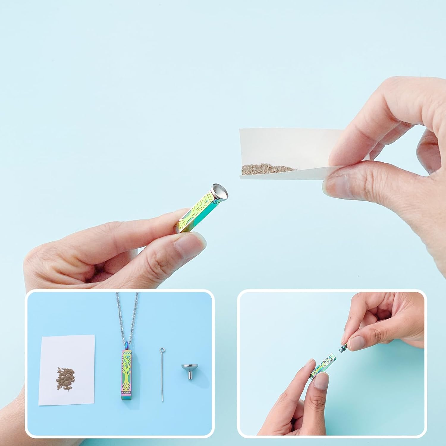 Tree of Life Urn Necklace Stainless Steel Cremation Jewelry for Ashes Memorial Pendant Locket Vertical Bar Keepsake Necklace Jewelry for Women Men - With Me Always - Image 6