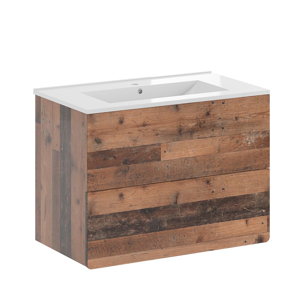Vicco Set di mobili da bagno Izan, Oldstyle, 80 cm, composto da mobile sottolavabo e lavabo
